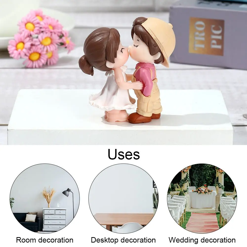 2pcs/pair Cute Lovers Sweet Dance Couple Figurines Miniature Craft Ornament Fairy Garden Decor Home Wedding Decoration