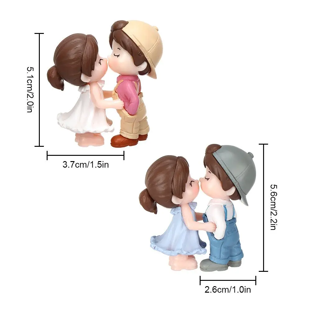 2pcs/pair Cute Lovers Sweet Dance Couple Figurines Miniature Craft Ornament Fairy Garden Decor Home Wedding Decoration