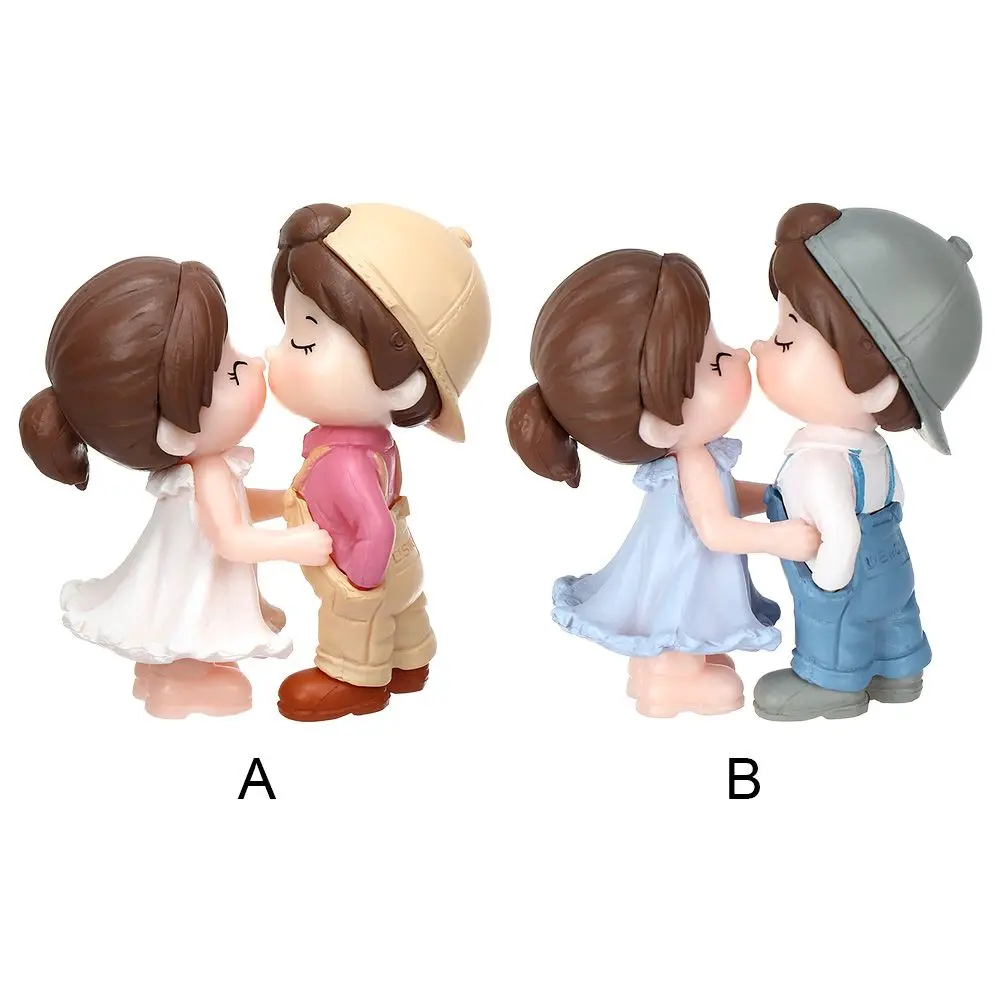 2pcs/pair Cute Lovers Sweet Dance Couple Figurines Miniature Craft Ornament Fairy Garden Decor Home Wedding Decoration