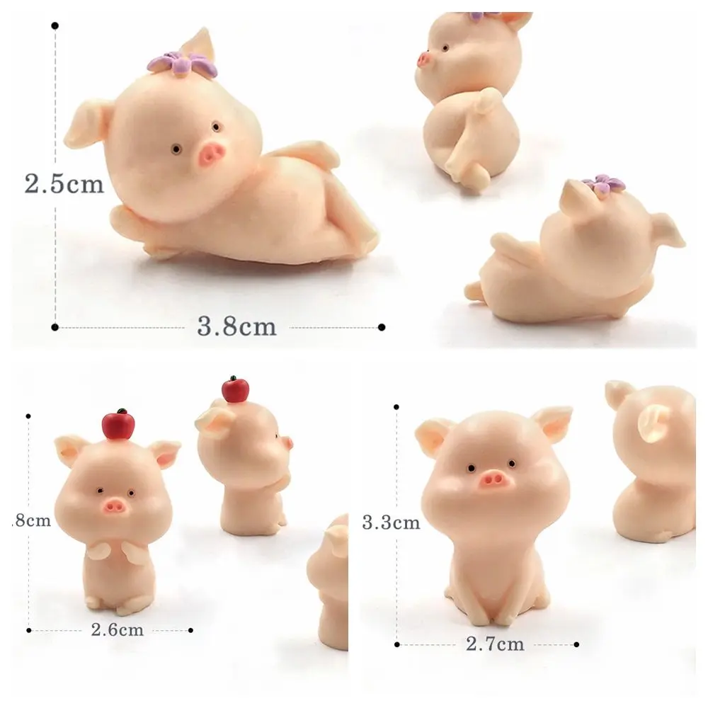 Mini Cute Pig Resin Crafts Animal Model Miniature Cartoon Figures Fairy Garden Decoration Accessories Set Toys Gift For Kids