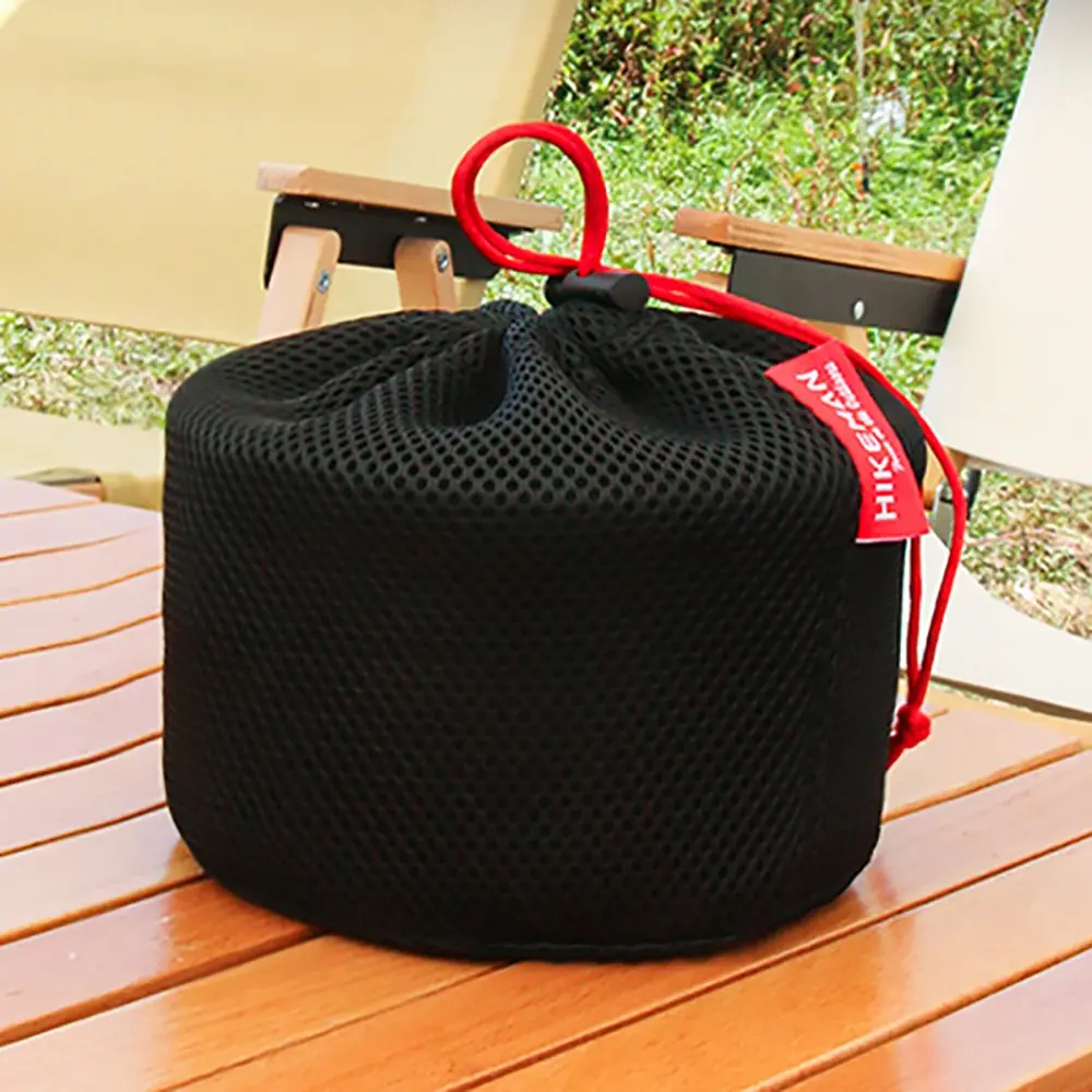 Portable Set Pot Storage Bag Ultra Light Mesh Fabric Tableware Bag Breathable Drawstring Buckle Bundle Mouth Handbag Outdoor