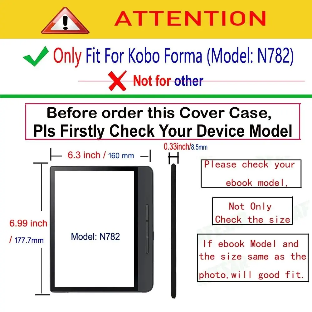 For Kobo Forma 8 inch eReader Cover Smart Case Multi-folding Stand Shockproof Protective Shell Auto Wake/Sleep Funda