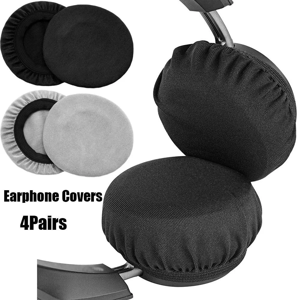 4 Pairs Elastic Lycra Earpad Covers Headphone Covers Stretchable and Washable Sanitary Earcup Protectors