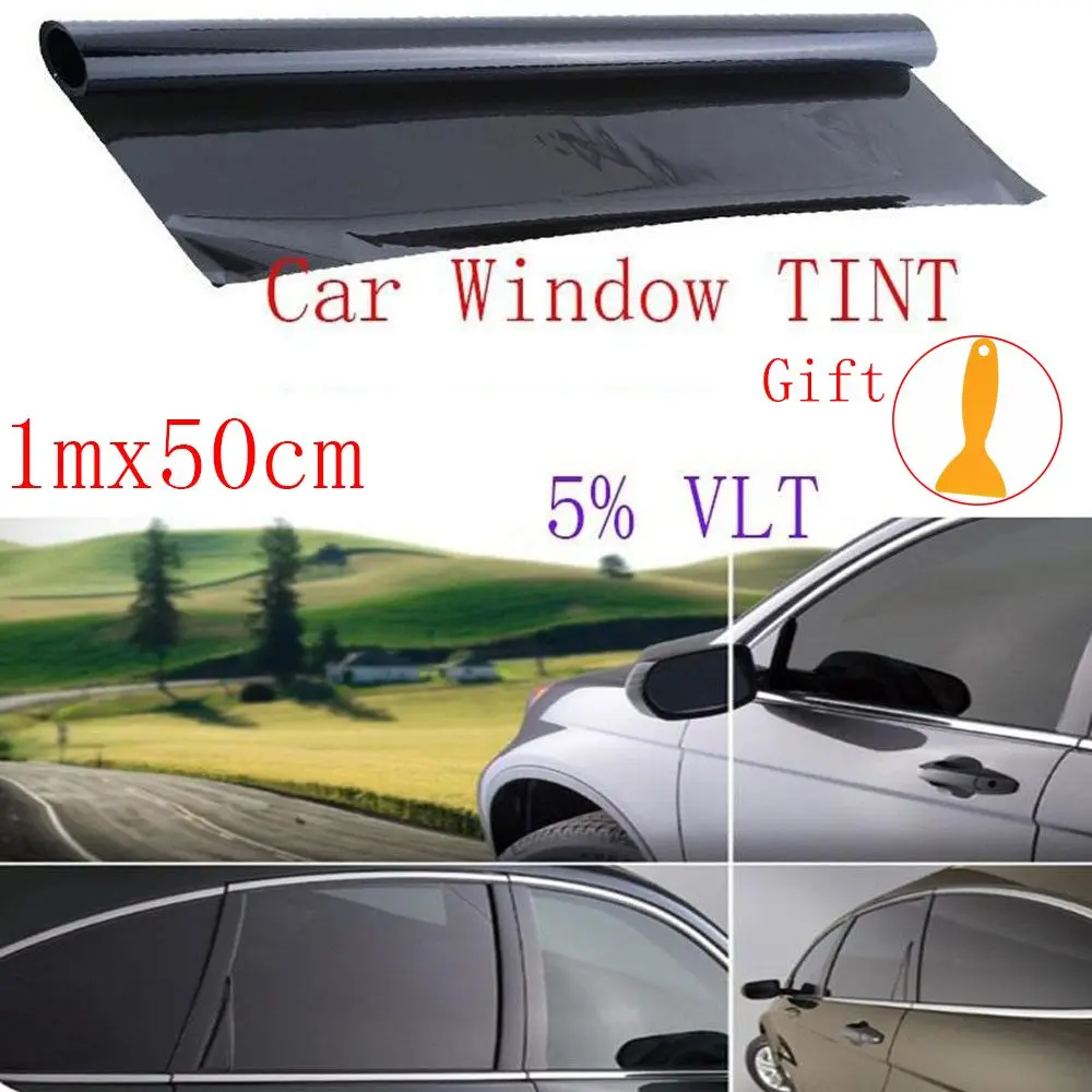 100x50cm 5% VLT Car Window Tint Professional Dark Smoke Black Film Uncut
