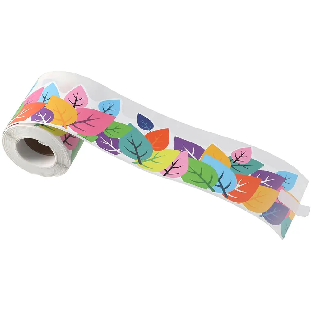 3 Inch x 66 Feet Colorful Leaf Bulletin Board Border Sticker Paper Die-Cut Borde