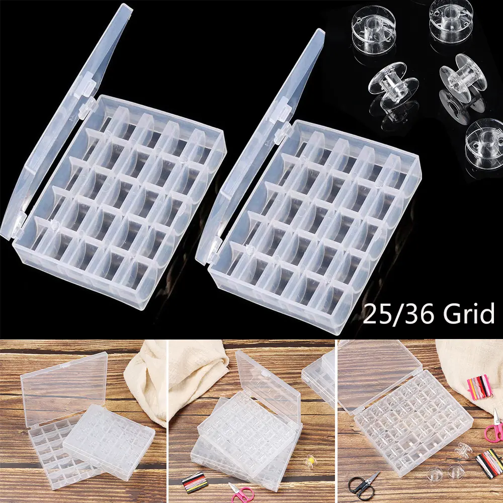 25/36 Grid Bobbins Sewing Machine Spools Plastic Thread Storage Case Box Sewing Equipment Tools Accessories