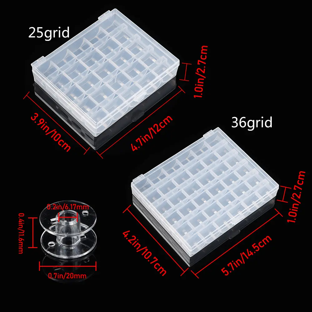 25/36 Grid Bobbins Sewing Machine Spools Plastic Thread Storage Case Box Sewing Equipment Tools Accessories