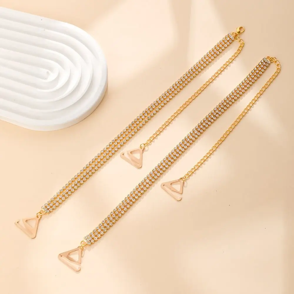 Shiny Aniti-slip Bras Straps New Adjustable Metal Underwear Strap Three Rows Rhinestone Women Lingerie Accessories