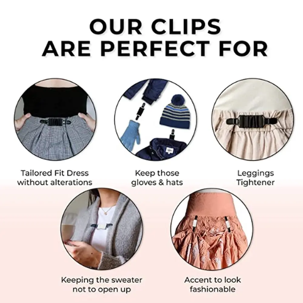 Color Dress Clips Back Cinch for Women Kids Cardigan Collar Clips to Tighten Dress Fit Dress Cinch Clips Shirt Clips Shawl Clip