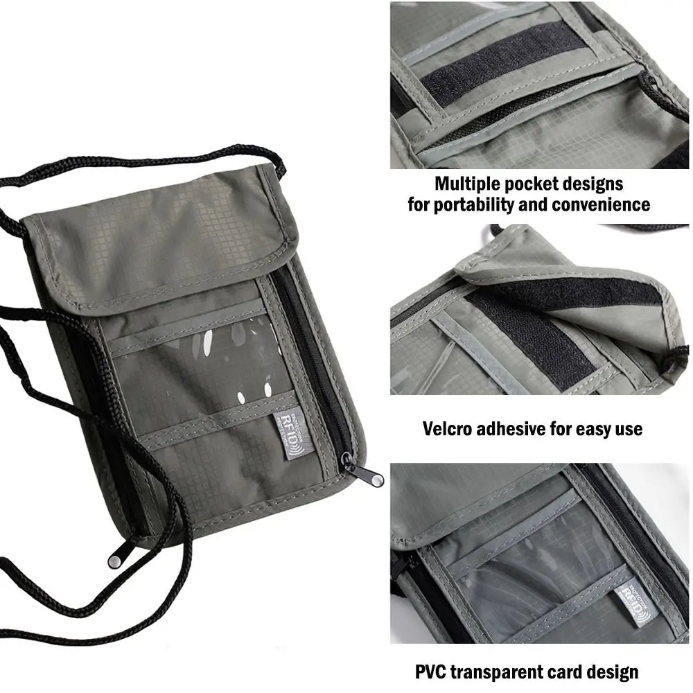 1 Pcs Waterproof RFID Nylon storage bag Travel document Card passport Bag Neck Wallet Money Document Card Passport Pouch
