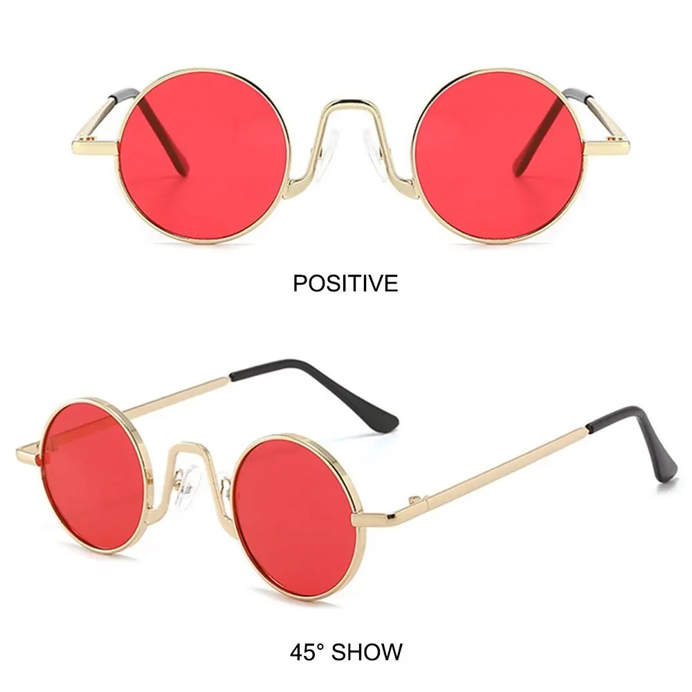 Small Round Sunglasses for Women & Men Circle Retro Shades Metal Hippie Sun Glasses UV400 Protection Punk Eyewear