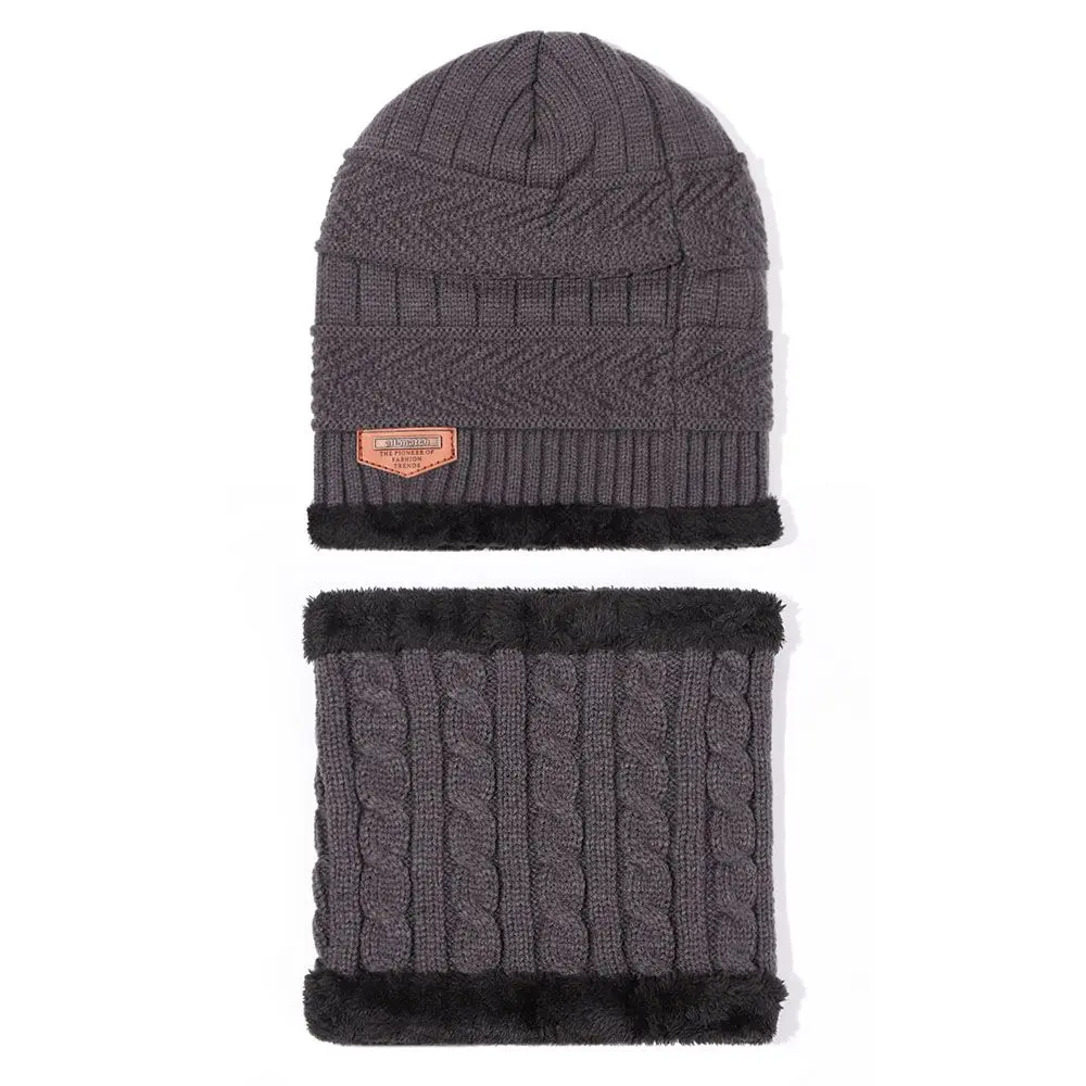 Winter Men's Beanie Hat Scarf Set Warm Plush Neck Cover Cap Men Women Fleece Knitted Thick Ski Cap Windproof Riding Balaclava
