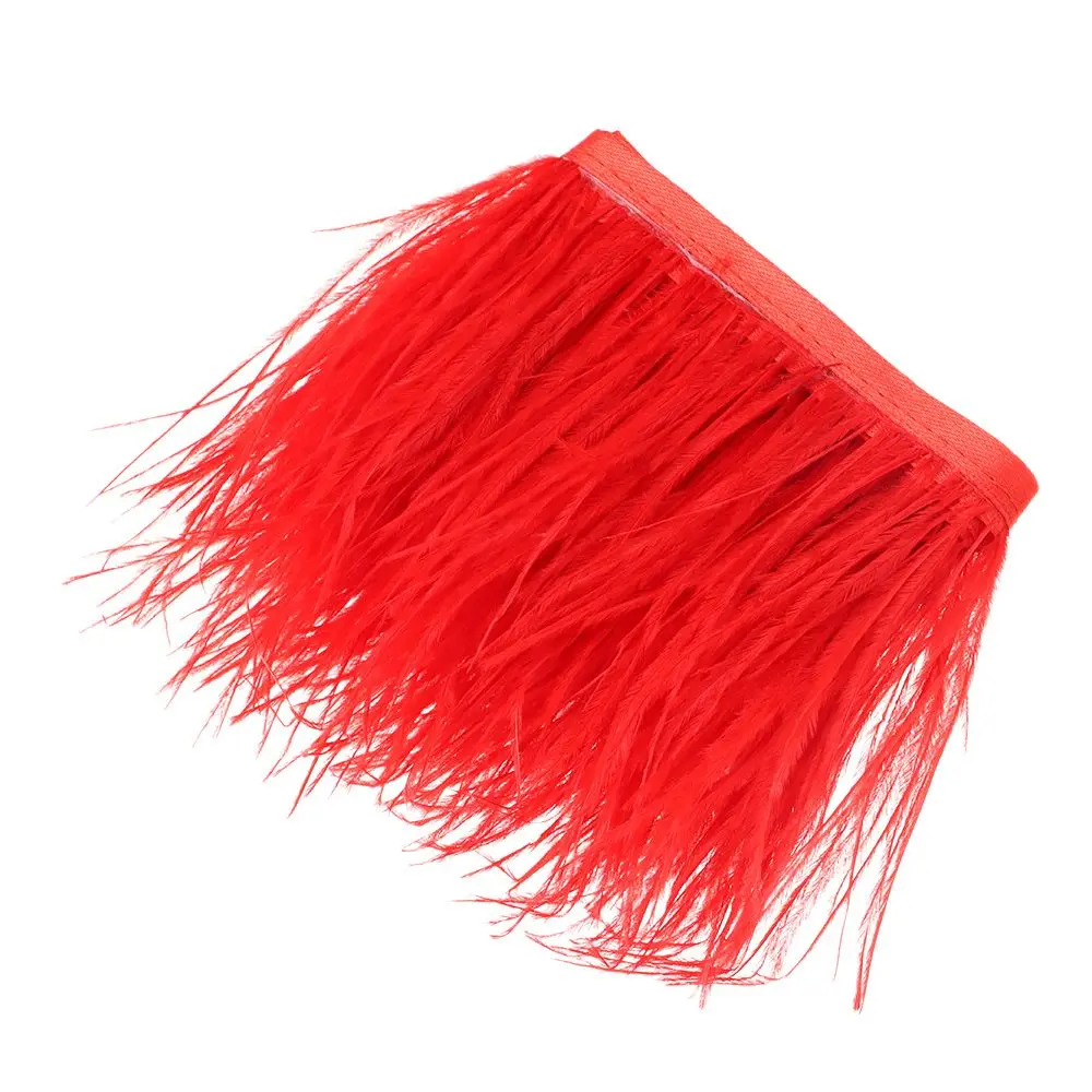 1 Meter Ostrich Feathers Trim 8-10 CM Plumes Ribbon Selvage For DIY Wedding Dress Decoration Crafts Accessories