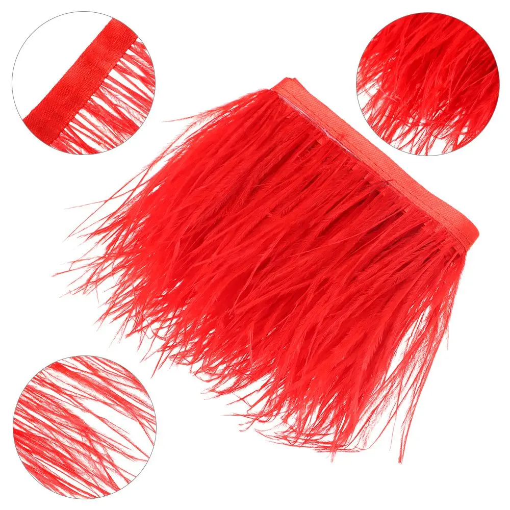 1 Meter Ostrich Feathers Trim 8-10 CM Plumes Ribbon Selvage For DIY Wedding Dress Decoration Crafts Accessories