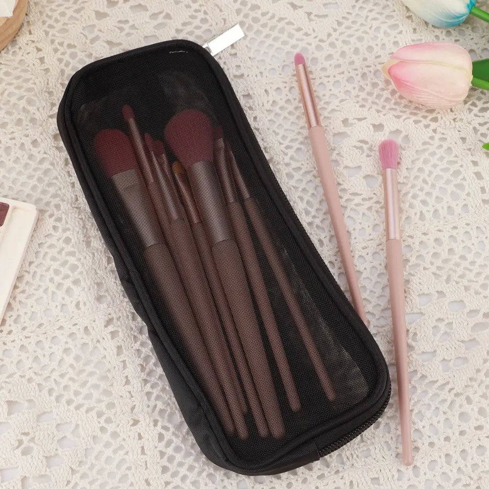 New Mesh Design Makeup Brush Travel Case Multipurpose with Zipper Beauty Tools Organizer Cosmetic Toiletry Bag Travel Use