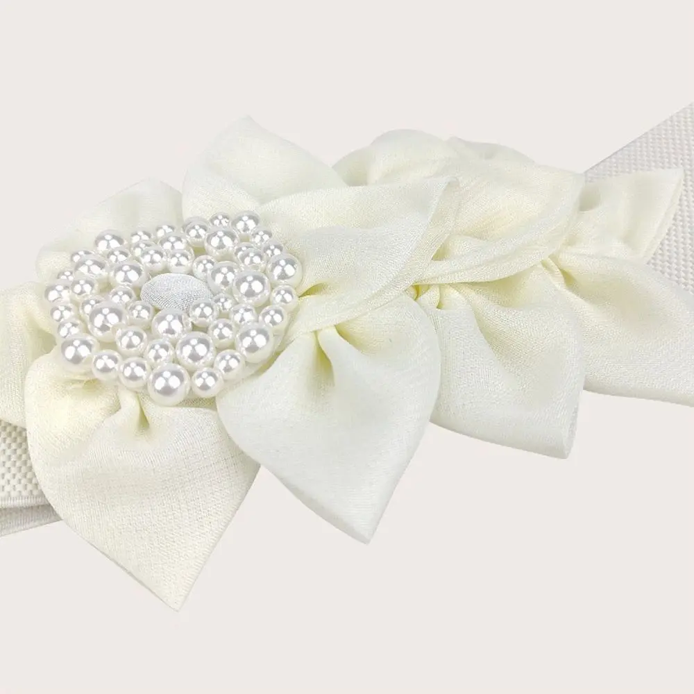 Fashion Women Stretch Waistband Flower Decoration Wide Waist Belt Dress Coat Suit Decorative Waistband
