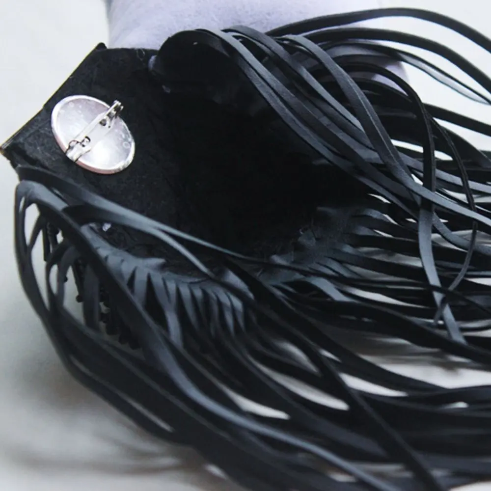 Beaded for Blazer Epaulet Leather Fringe Tassel Holder Epaulette Spikes Brooch Shoulder Brooches Women Men Suit Accessor