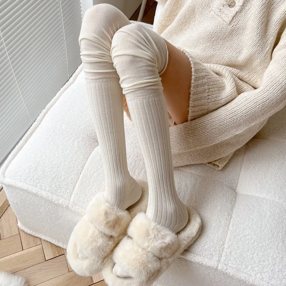 New Solid Color Thigh High Stockings Women Trendy Casual Over The Knee Female Long Socks Thermal Warm Cotton Tall Tube Leggings