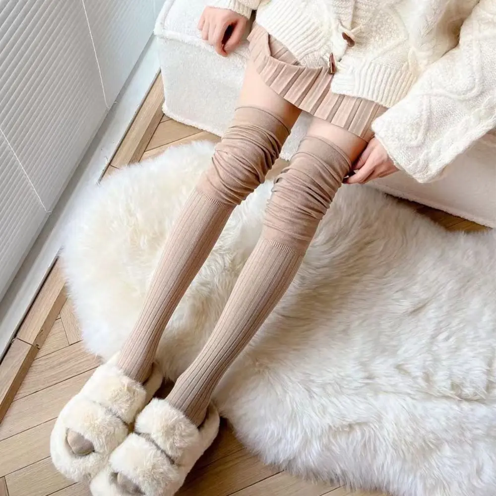 New Solid Color Thigh High Stockings Women Trendy Casual Over The Knee Female Long Socks Thermal Warm Cotton Tall Tube Leggings