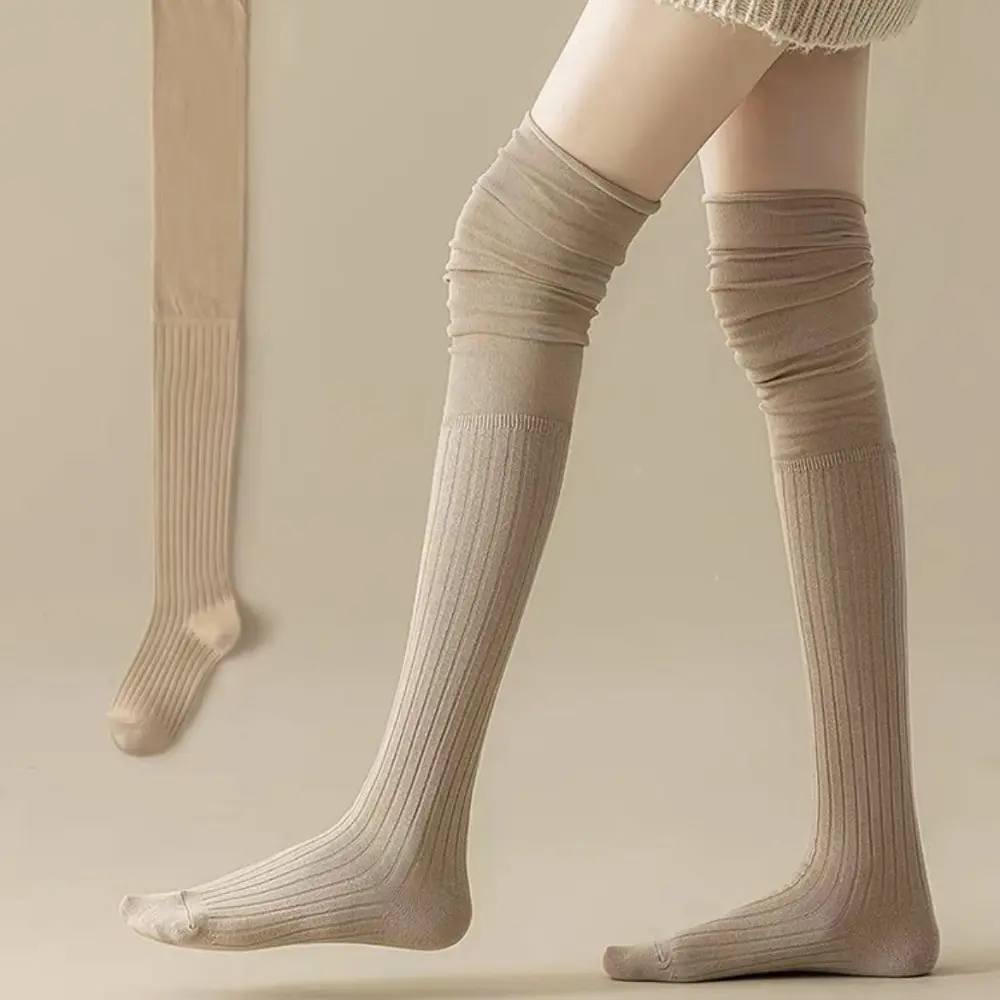 New Solid Color Thigh High Stockings Women Trendy Casual Over The Knee Female Long Socks Thermal Warm Cotton Tall Tube Leggings