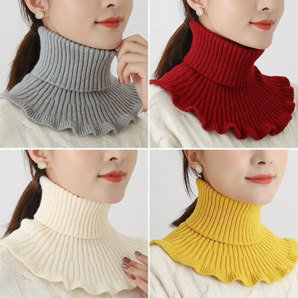 1PC Knitted Fake Collar Scarf Women Warm Turtleneck Detachable False Collar Winter Windproof Scarf Clothing Accessories