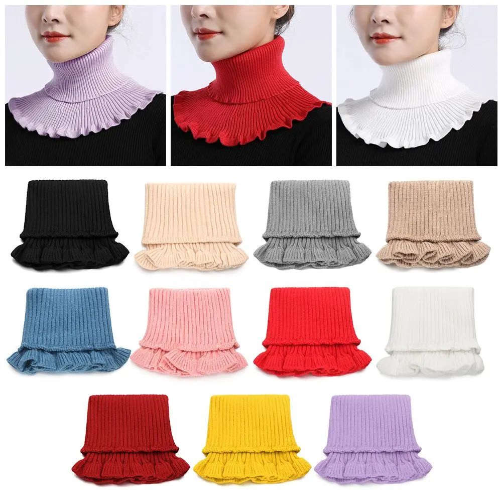 1PC Knitted Fake Collar Scarf Women Warm Turtleneck Detachable False Collar Winter Windproof Scarf Clothing Accessories