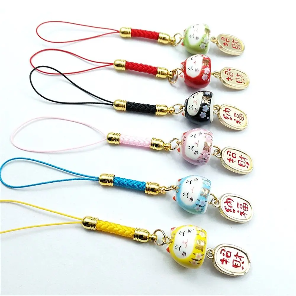Japanese Lucky Cat Phone Straps Cute Keychain Bag Accessories Phone Key Strap Lanyard Hang Charm Rope Decor