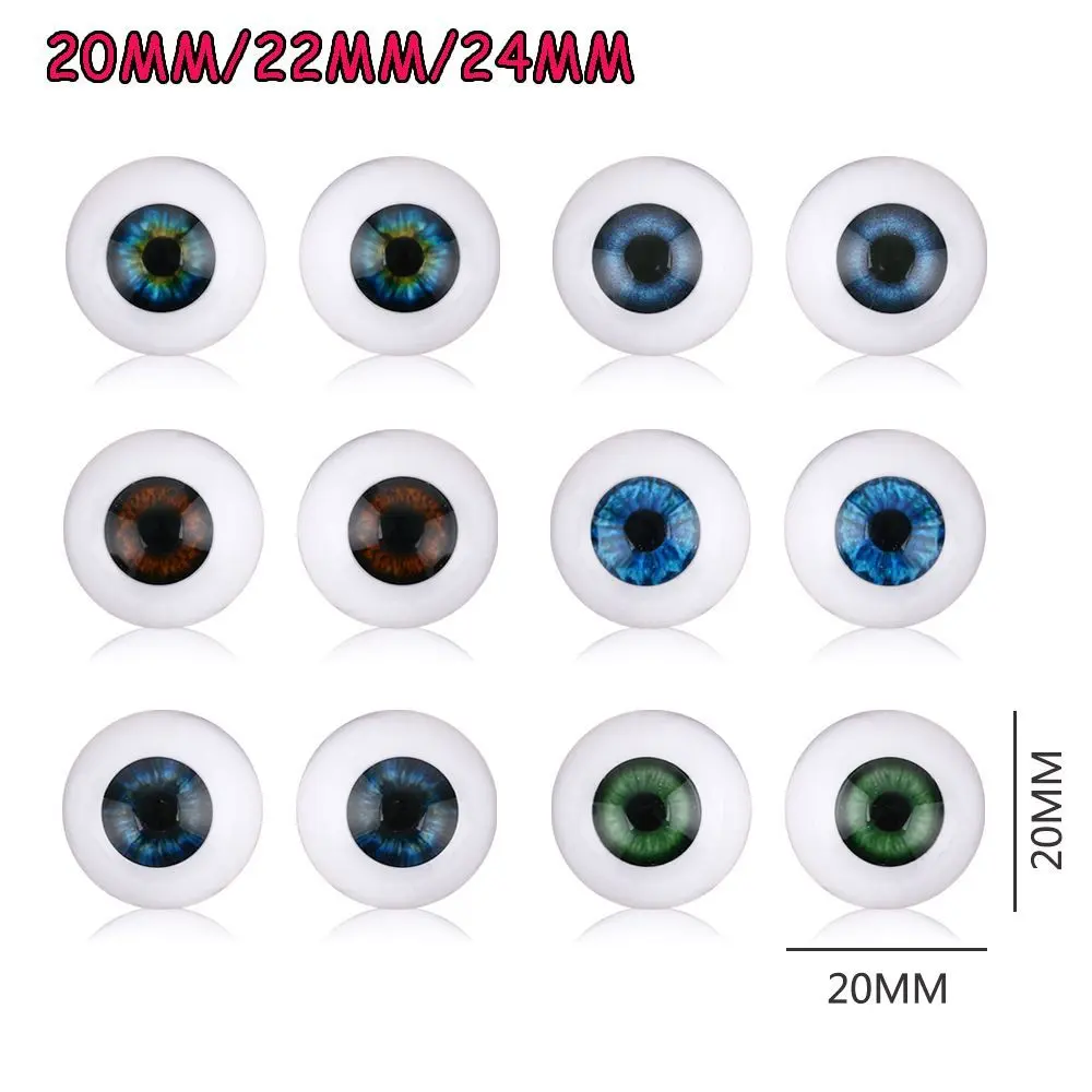 1pair Realistic Half Round Hollow Back Fake Eyes Eyeballs DIY Halloween Prop Horror Mask Doll Bear Animals Making 20mm