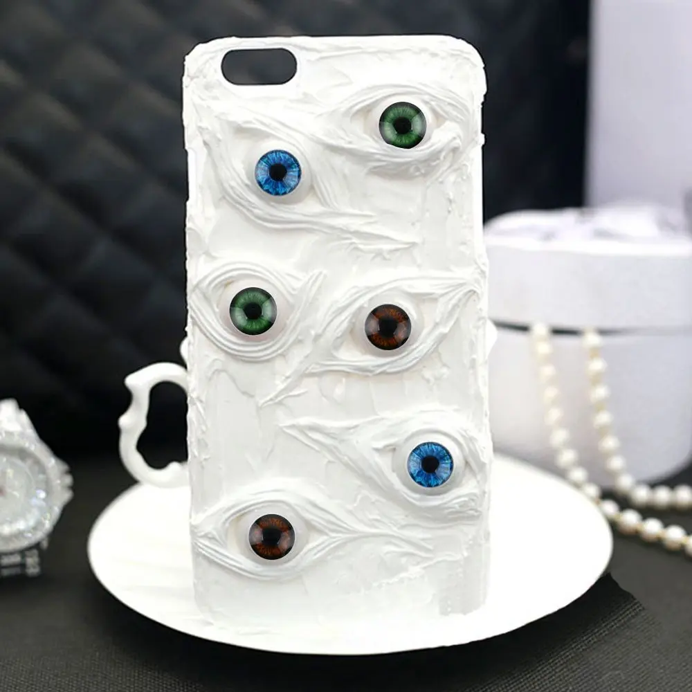 1pair Realistic Half Round Hollow Back Fake Eyes Eyeballs DIY Halloween Prop Horror Mask Doll Bear Animals Making 20mm