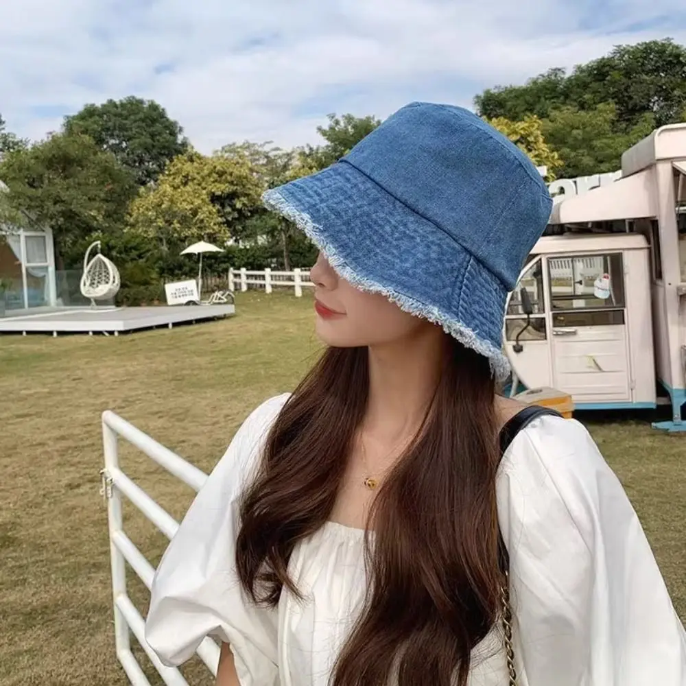 Cotton Bob Panama Summer Sun Hat Fashion Foldable Travel Outdoor Reversible Fisherman Hat Jeans Fishing Sun Hat Men Women