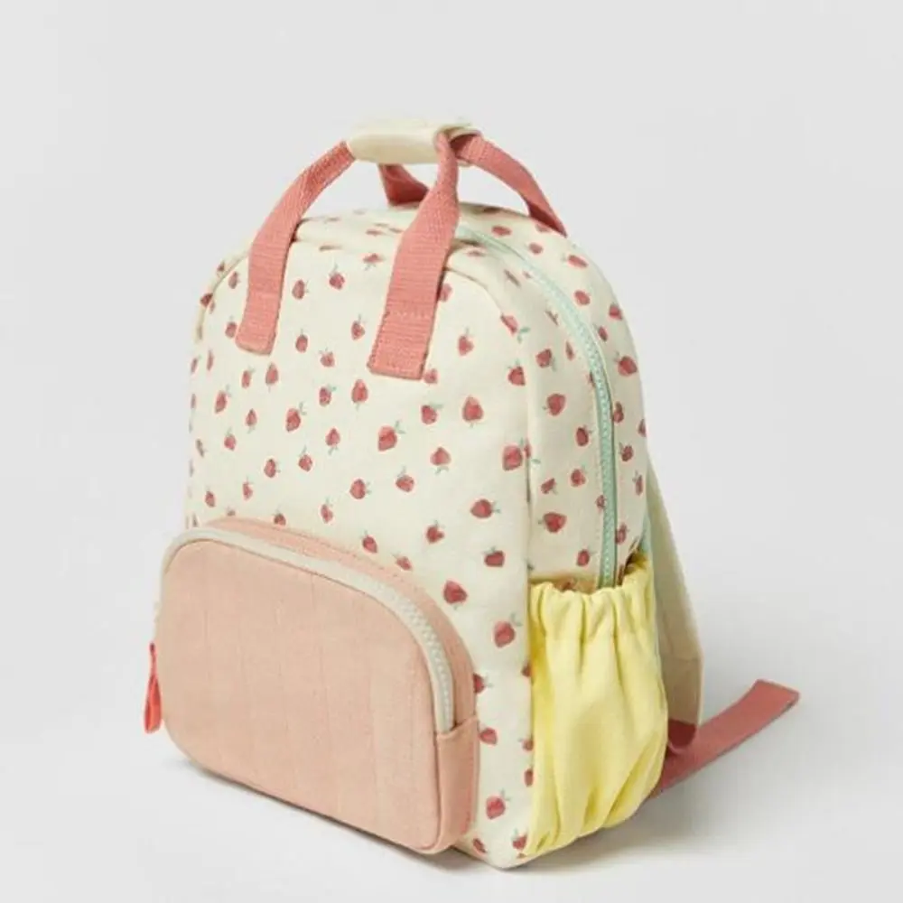 Personalized Embroidered Strawberry Kid Backpack Customized Children's Name Schoolbag Gift Baby Stroller Bag Back To School Gift