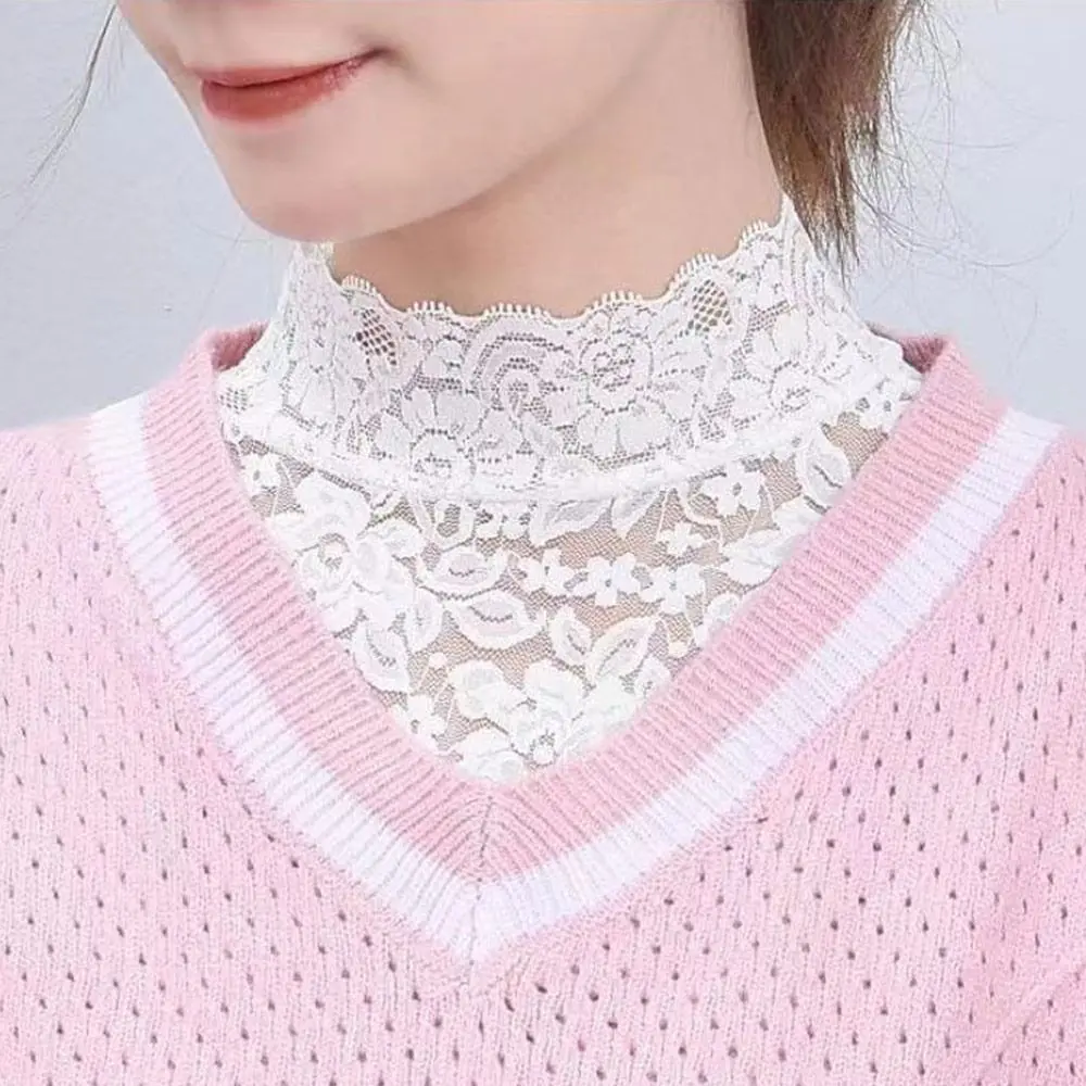Fake Collar White Black Lace Floral Women Detachable False Collar Blouse Shirt Removable Collar Tie Sweater Decoration