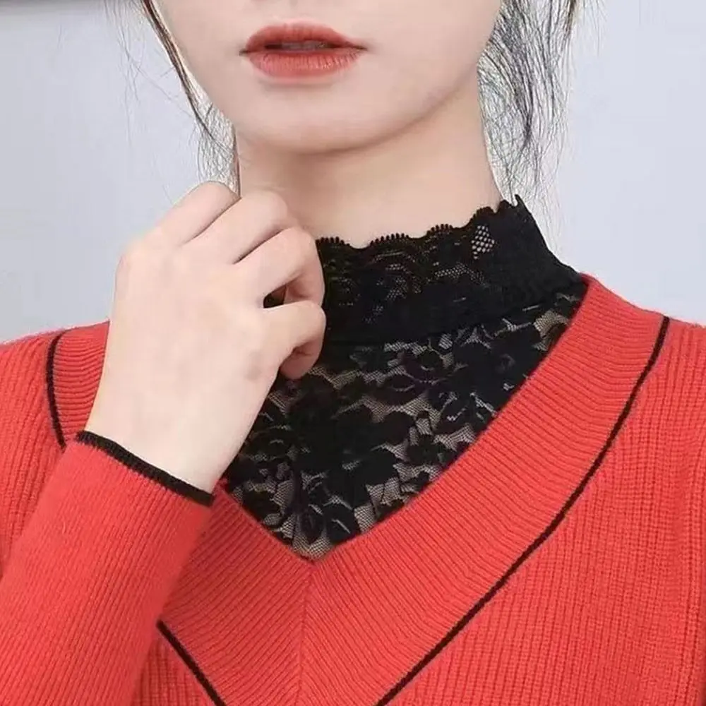 Fake Collar White Black Lace Floral Women Detachable False Collar Blouse Shirt Removable Collar Tie Sweater Decoration