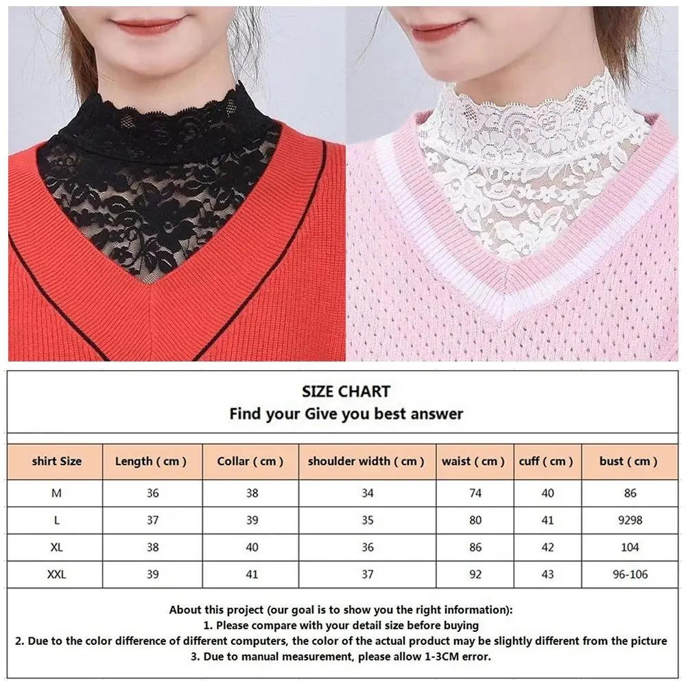 Fake Collar White Black Lace Floral Women Detachable False Collar Blouse Shirt Removable Collar Tie Sweater Decoration