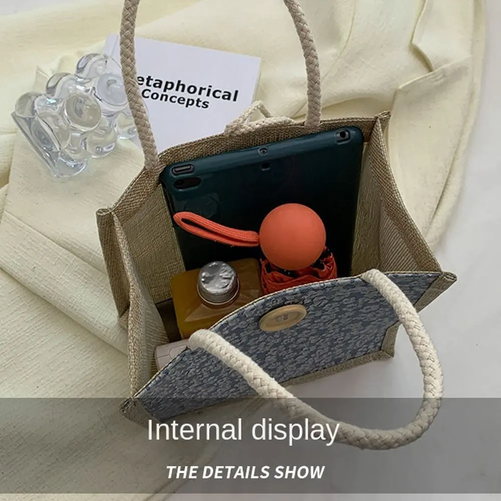 Summer French Hand-Carrying Lunch Bag Japanese Girl Versatile Linen Handbag New Style Gift Tote Bag