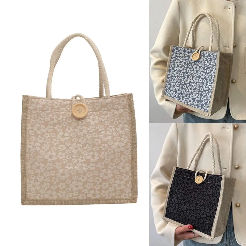 Summer French Hand-Carrying Lunch Bag Japanese Girl Versatile Linen Handbag New Style Gift Tote Bag