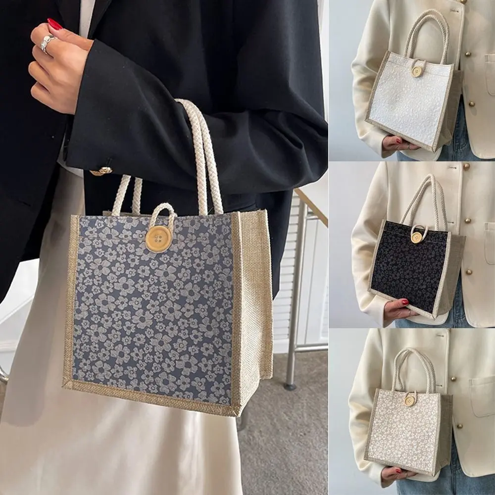 Summer French Hand-Carrying Lunch Bag Japanese Girl Versatile Linen Handbag New Style Gift Tote Bag