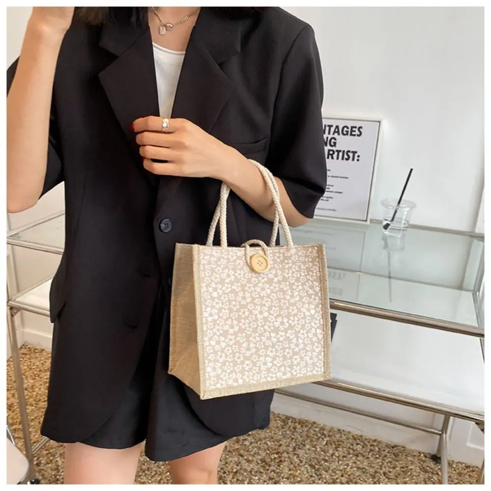 Summer French Hand-Carrying Lunch Bag Japanese Girl Versatile Linen Handbag New Style Gift Tote Bag