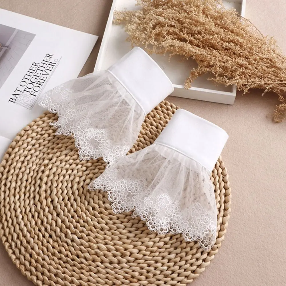 Spring Autumn Ruffles Elbow Sleeve Sweater Decorative Arm Cover Fake Cuff Detachable Sleeve Cuffs Fake Sleeve Lace Cuffs