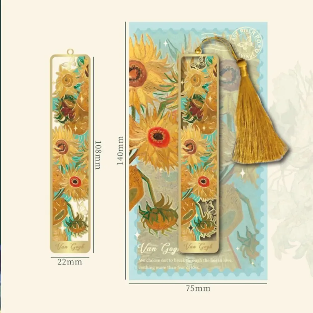 Creative Oil Painting Metal Bookmark Student Gift Tassel Pendant Reading Book Clip School Office Supplies Ruler Pagination Mark