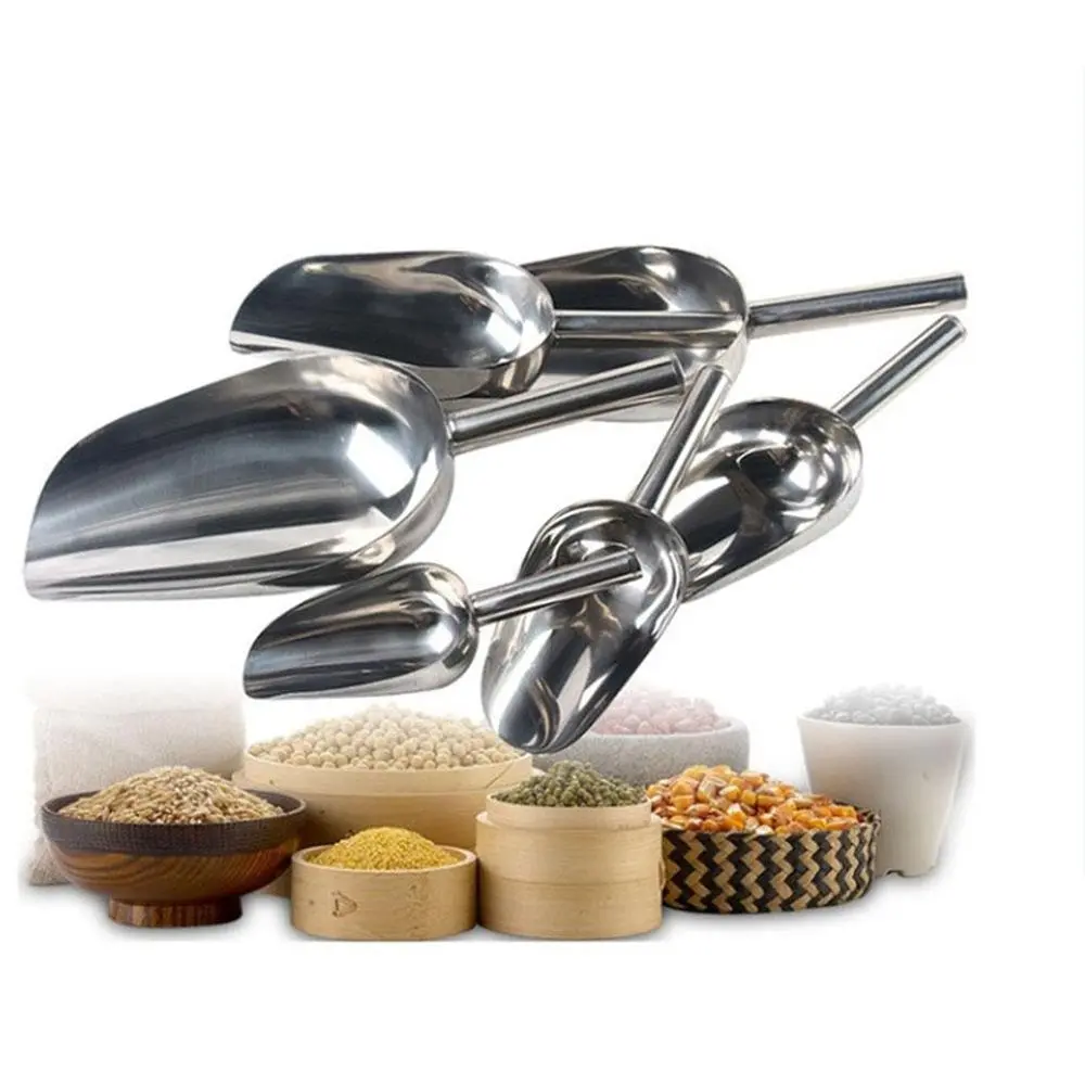 Multi-function 8-inch Stainless Steel Ice Shovel And 6-inch Ice Clip Party Candy Cake Clip Ice Flour Grain Tea Coffee Food Tools