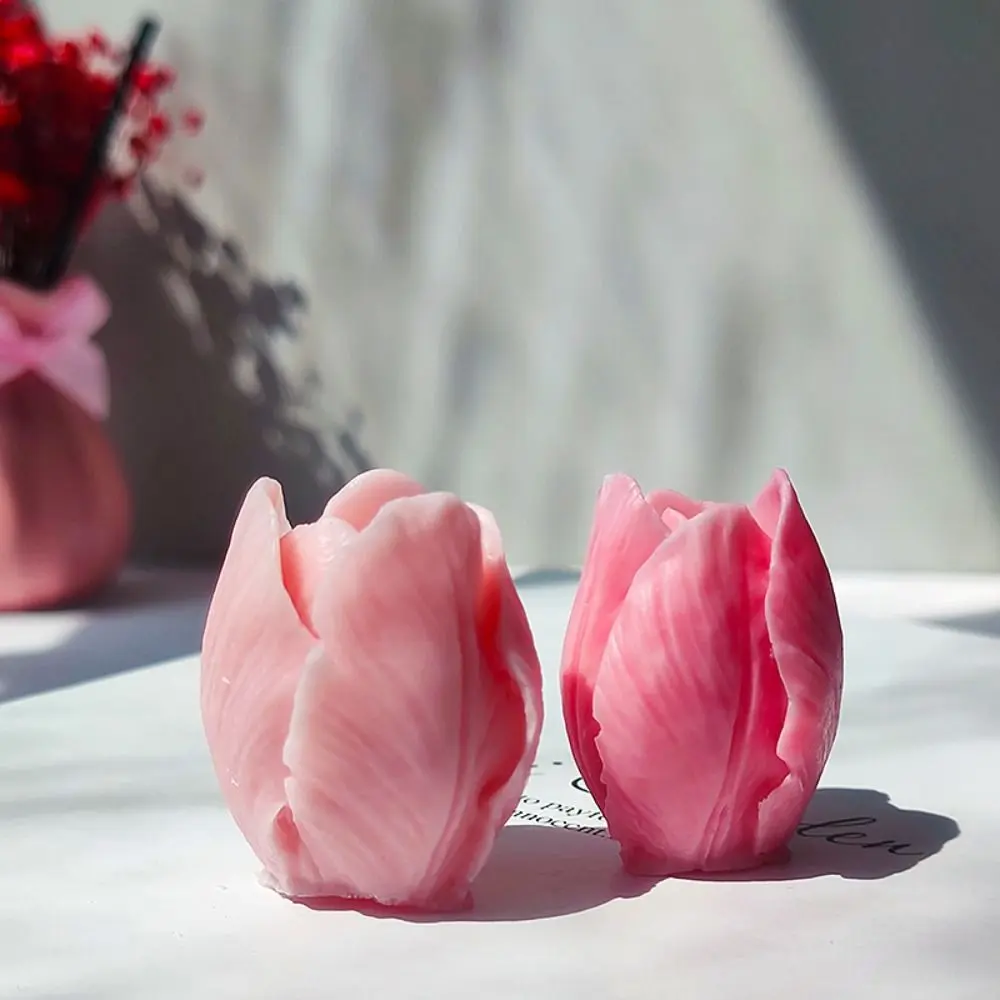 3D Three-dimensional Tulip Bud Silicone Candle Mold Manual Soap Mold DIY Dessert Sugar Turning Chocolate Baking Products Molds