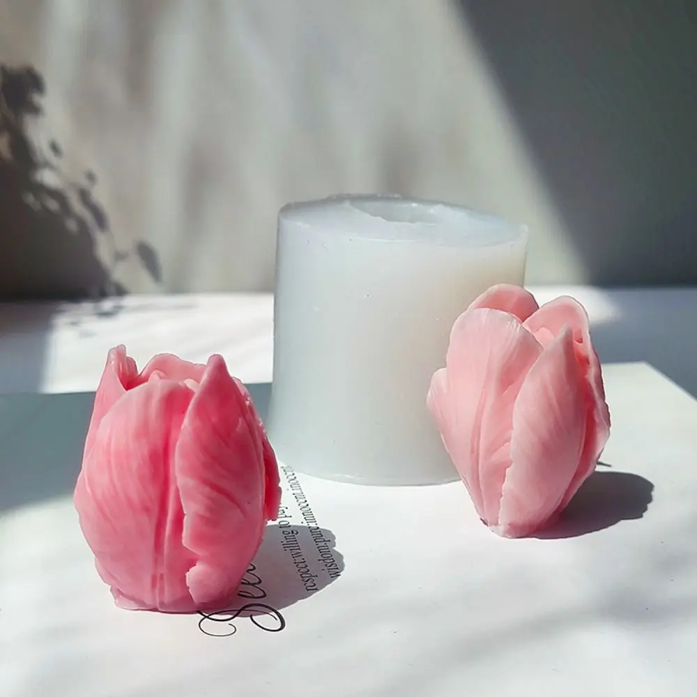 3D Three-dimensional Tulip Bud Silicone Candle Mold Manual Soap Mold DIY Dessert Sugar Turning Chocolate Baking Products Molds