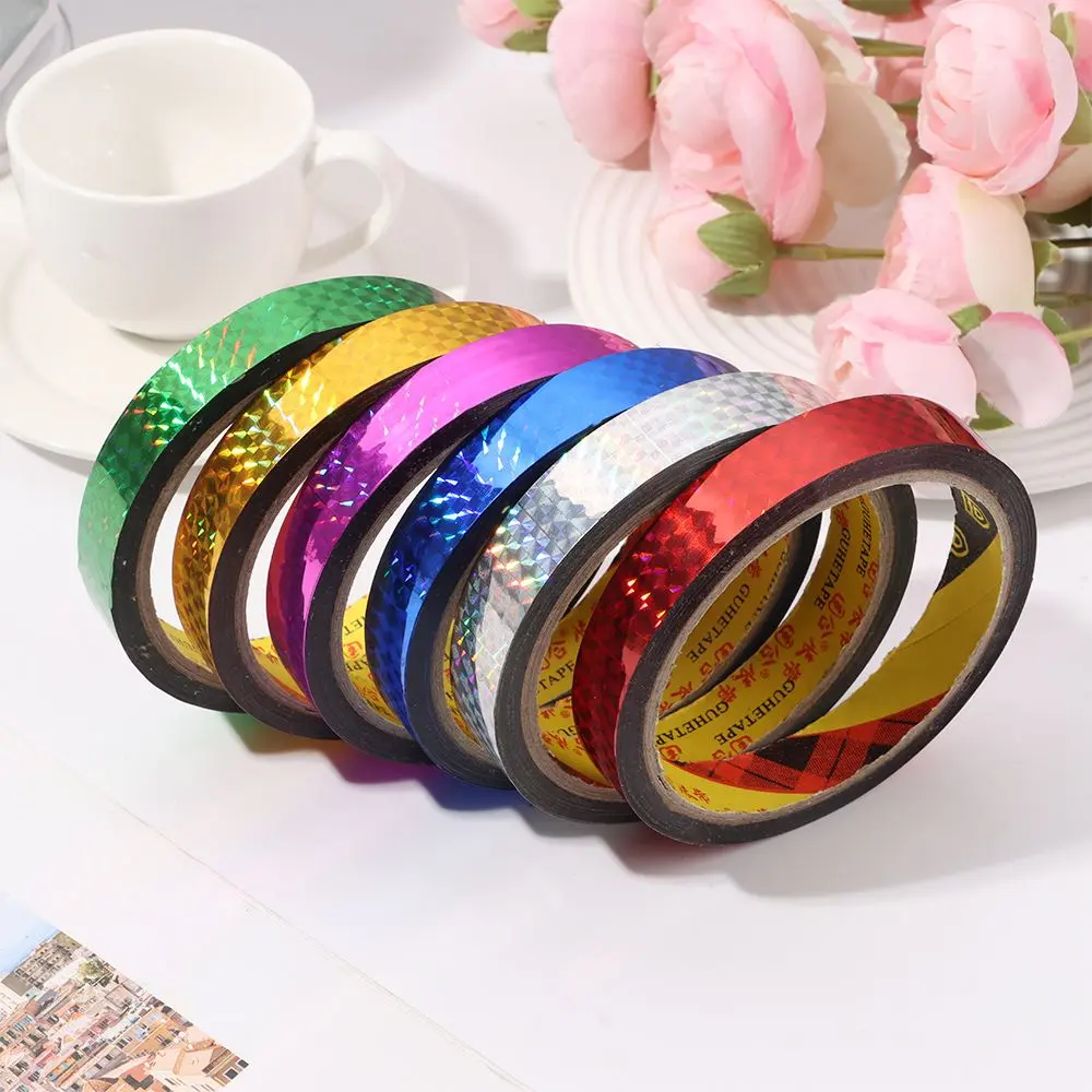1 Roll Stickers Office Tapes DIY Colorful Laser Tape Decorative Sticky Stationery Adhesive Sticker Kids Scrapbooking Tools