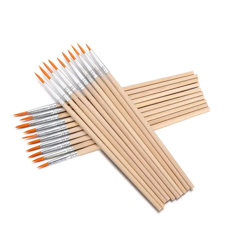 10pcs Wood Handle Hook Line Pen Art Supplies Drawing Brush Painting Pen Watercolor Calligraphy Paint Brushes