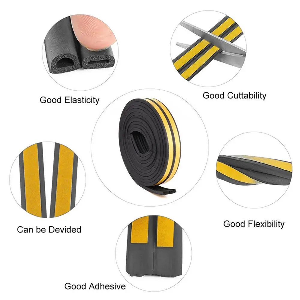 5/10M Self Adhesive Window Door Seal Strip Foam Draught Excluder Soundproof Anti Collision
