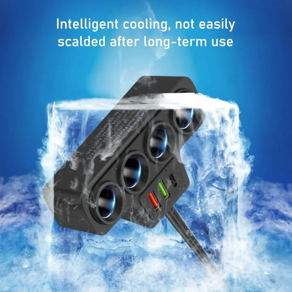 12V/24V Car Cigarette Lighter Adapter New 4-Socket 120W 4 Way Cigarette Lighter Adapter Port USB Port Socket Splitte Car