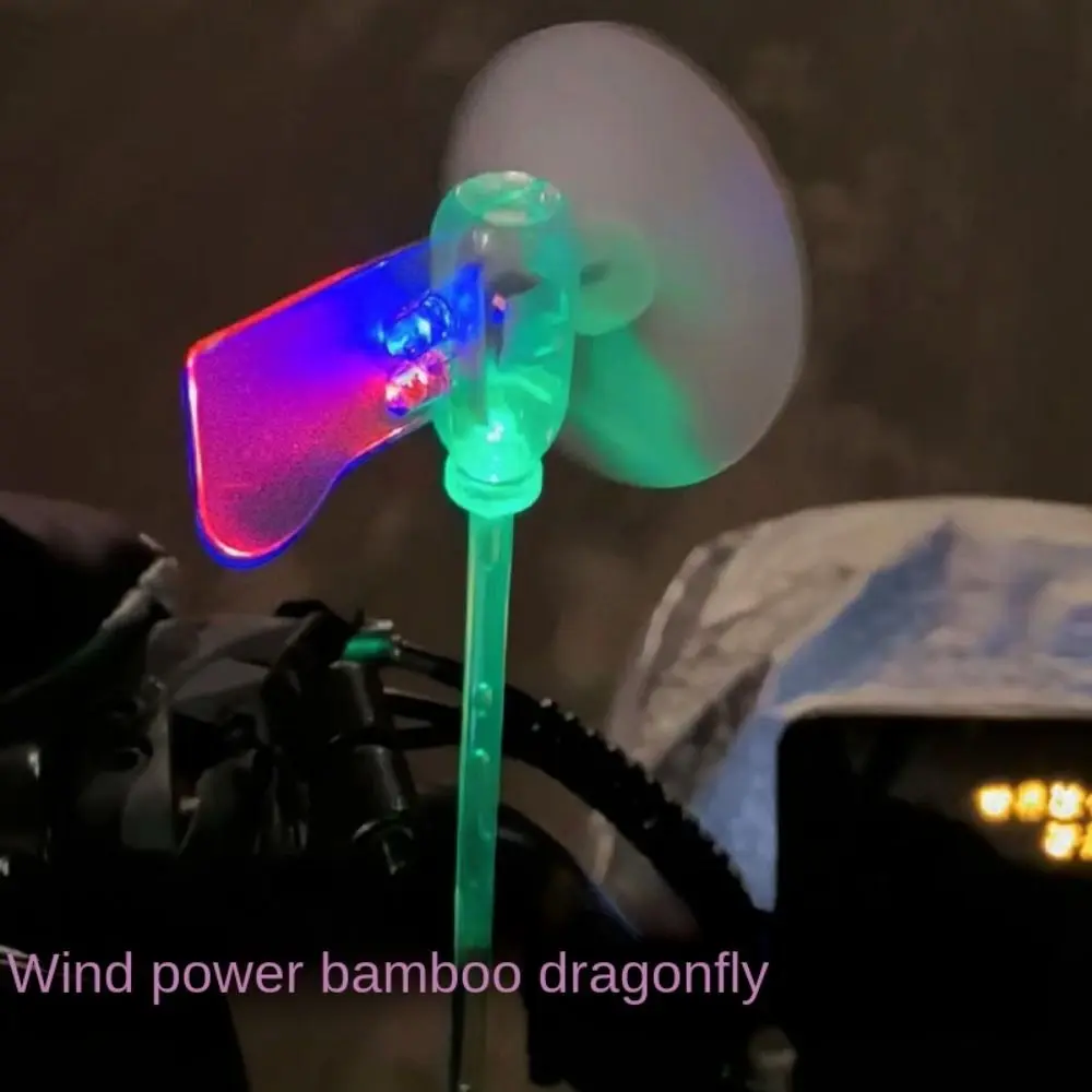 Small Windmill Car Decorations Wind Power Generation Mini Windmill LED Light Safe Riding Warning Effect