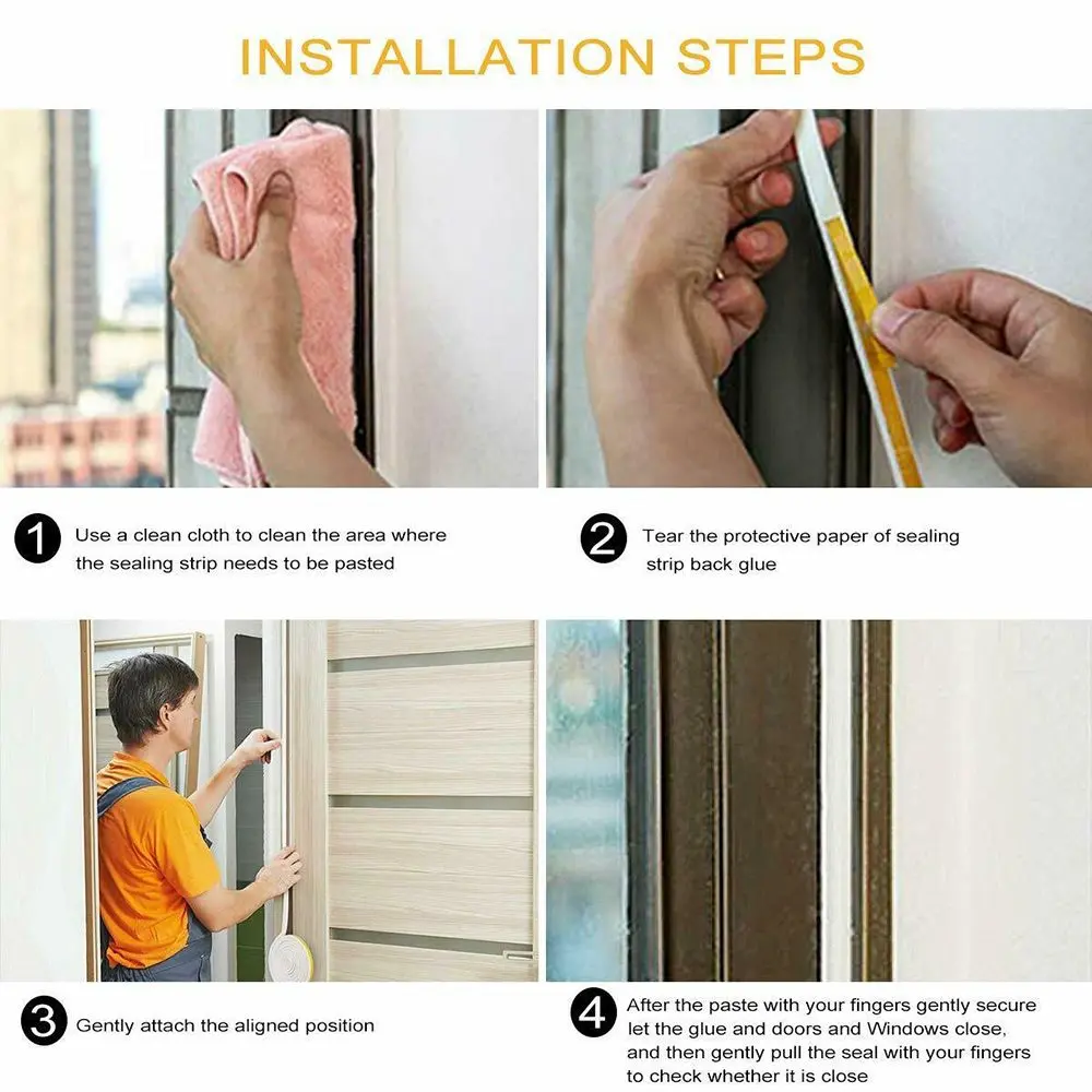 5/10M Self Adhesive Window Door Seal Strip Foam Draught Excluder Soundproof Anti Collision