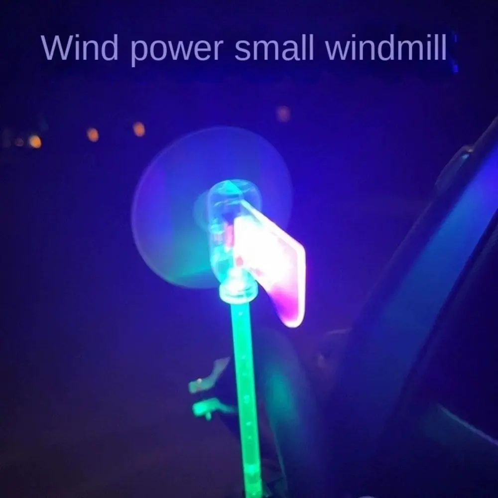 Small Windmill Car Decorations Wind Power Generation Mini Windmill LED Light Safe Riding Warning Effect